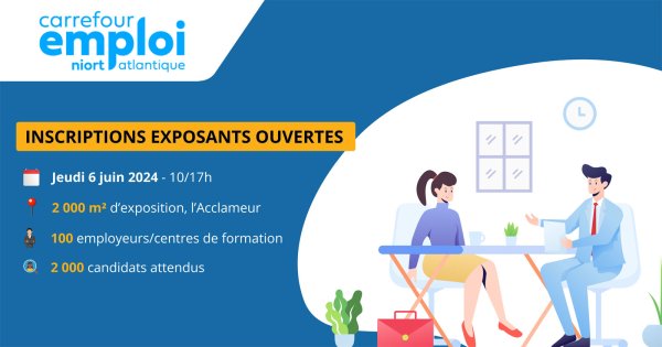 Vous recrutez ? Participez au Carrefour pour l’emploi du 6 juin à Niort Vous recrutez ? Participez au Carrefour pour l’emploi du 6 juin à Niort